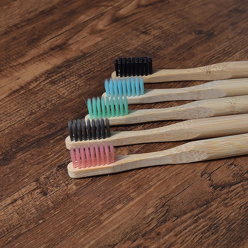 5Pack Adult Bamboo Toothbrush Medium Bristles Eco Friendly Cepillo Dientes Bambu