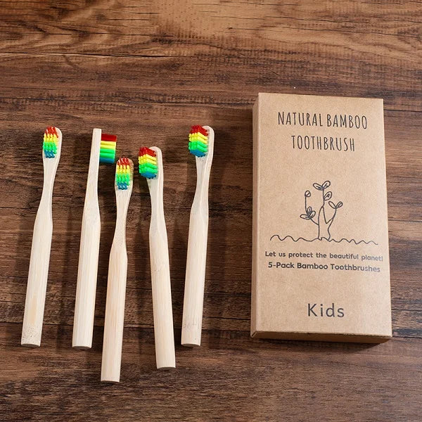 5Pack Adult Bamboo Toothbrush Medium Bristles Eco Friendly Cepillo Dientes Bambu